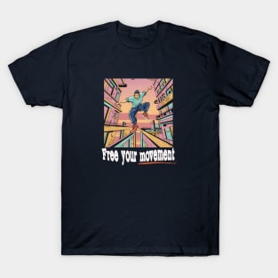 Free Your Movement - 90s Nostalgic Parkour Guy Illustration T-Shirt